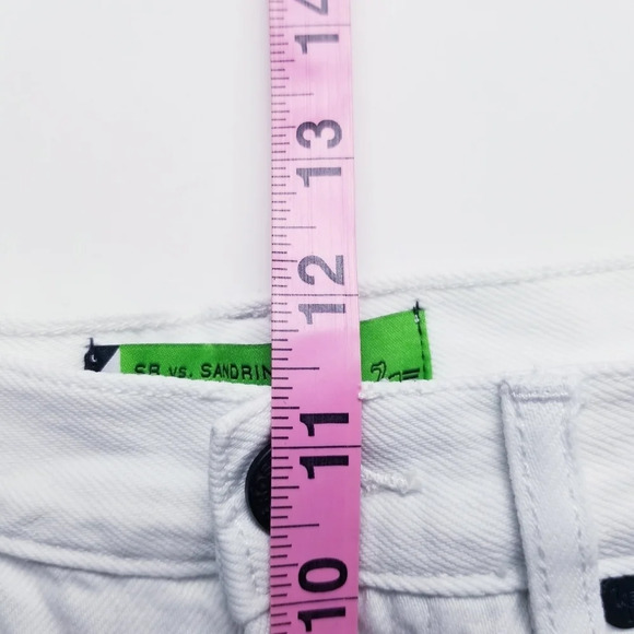 Free People x Sandrine Rose Sz 28 White Raw Hem High Rise Denim Bermuda Shorts - Picture 12 of 14